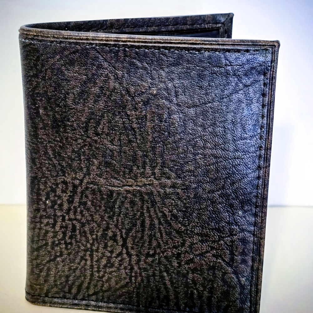 Brown Textured Leather Wallet Like New 5x4 Inch